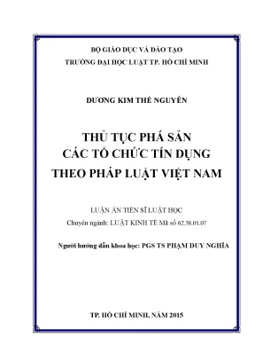 Thủ tục phá sản các tổ chức tín dụng theo pháp luật việt nam