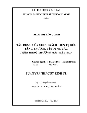 Luận văn tác động của chính sách tiền tệ đến tăng trưởng tín dụng các ngân hàng thương mại việt nam
