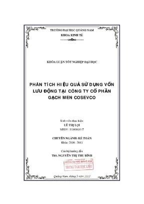0608 phân tích hiệu quả sử dụng vốn lưu động tại công ty cổ phần gạch men cosevco lê thị lợi luận văn đh quảng nam