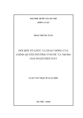 Đổi mới tổ chức và hoạt động của chính quyền phường ở nước ta trong giai đoạn hiện nay