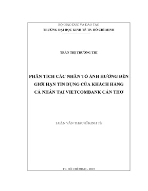 Luận văn phân tích các nhân tố ảnh hưởng đến giới hạn tín dụng của khách hàng cá nhân tại vietcombank cần thơ