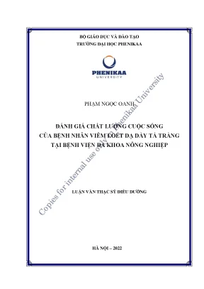 Đánh giá chất lượng cuộc sống của bệnh nhân viêm loét dạ dày tá tràng tại bệnh viện đa khoa nông nghiệp