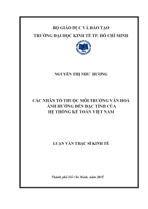 Luận văn các nhân tố thuộc môi trường văn hóa ảnh hưởng đến đặc tính của hệ thống kế toán việt nam