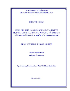 Đánh giá khả năng sản xuất của hai tổ hợp lai giữa mái lương phượng và sasso x lương phượng được phối với trống sasso
