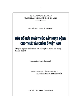 Luận văn một số giải pháp thúc đẩy hoạt động cho thuê tài chính ở việt nam 002