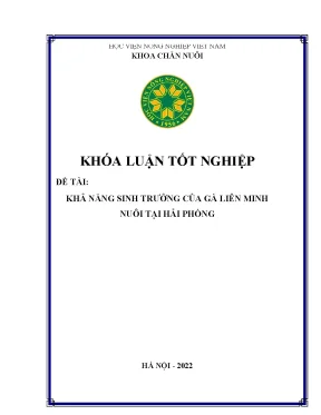 Khả năng sinh trưởng của gà liên minh nuôi tại hải phòng