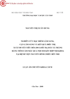1761 nghiên cứu đặc điểm lâm sàng cận lâm sàng và kết quả điều trị xuất huyết tiêu hóa do loét dạ dày tá tràng bằng tiêm cầm máu qua nội soi kết hợp nội kh