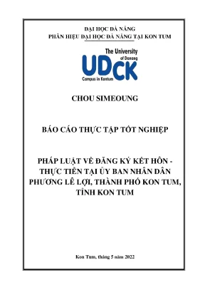 Pháp luật về đăng ký kết hôn thực tiễn tại ủy ban nhân dân phường lê lợi thành phố kon tum tỉnh kon tum