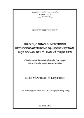 Giáo dục nhân quyền trong hệ thống các trường đại học ở việt nam một số vấn đề lý luận và thực tiễn