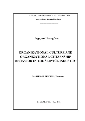 Luận văn organizational culture and organizational citizenship behavior in the service industry