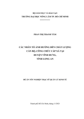Luận văn thạc sĩ quản lý kinh tế các nhân tố ảnh hưởng đến chất lượng cán bộ công chức cấp xã tại huyện vĩnh hưng tỉnh long an