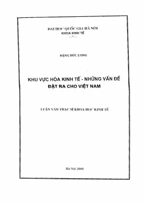 Luận văn thạc sĩ khoa học kinh tế khu vực hoá kinh tế những vấn đề đặt ra cho việt nam