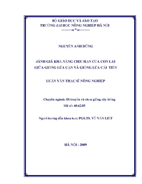Đánh giá khả năng chịu hạn của con lai giữa giống lúa cạn và giống lúa cải tiến