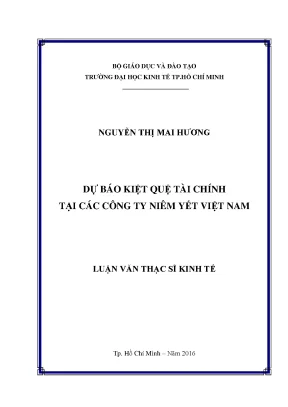 Luận văn dự báo kiệt quệ tài chính tại các công ty niêm yết việt nam