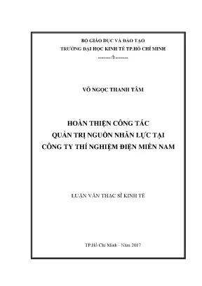 Luận văn hoàn thiện công tác quản trị nguồn nhân lực tại công ty thí nghiệm điện miền nam