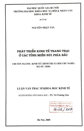 Luận văn thạc sĩ kinh tế chính trị phát triển kinh tế trang trại ở các tỉnh miền núi phía bắc