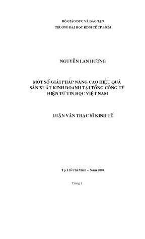Luận văn một số giải pháp nâng cao hiệu quả sản xuất kinh doanh tại tổng công ty điện tử tin học việt nam