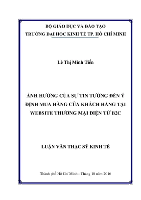 Luận văn ảnh hưởng của sự tin tưởng đến ý định mua hàng của khách hàng tại website tmđt b2c