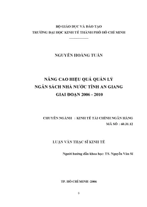 Luận văn nâng cao hiệu quả của quản lý ngân sách nhà nước tỉnh an giang giai đoạn 2006 2010