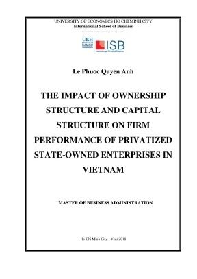 Luận văn the impact of ownership structure and capital structure on firm performance of privatized state owned enterprises in vietnam
