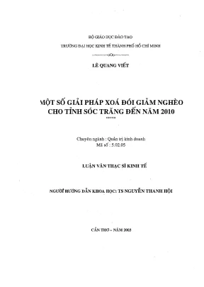 Luận văn một số giải pháp xóa đói giảm nghèo cho tỉnh sóc trăng đến năm 2010