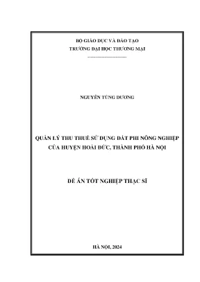 Luận văn quản lý thu thuế sử dụng đất phi nông nghiệp của huyện hoài đức thành phố hà nội