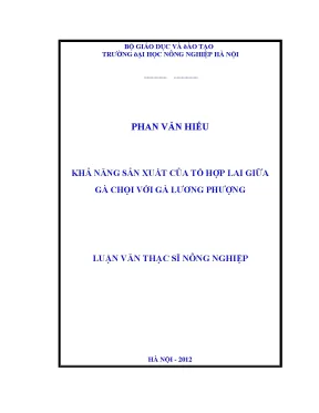 Khả năng sản xuất của tổ hợp lai giữa gà chọi với gà lương phượng