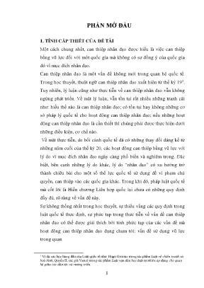 Can thiệp nhân đạo trong luật quốc tế hiện đại