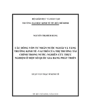 Luận văn các dòng vốn tư nhân nước ngoài và tăng trưởng kinh tế vai trò của thị trường tài chính trong nước nghiên cứu thực nghiệm ở một số quốc gia đang phát triển