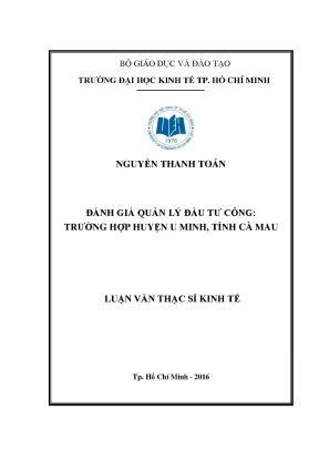 Luận văn đánh giá quả lý đầu tư công trường hợp huyện u minh tỉnh cà mau
