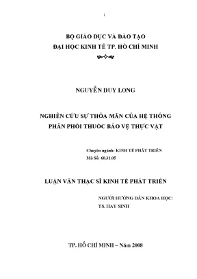 Luận văn nghiên cứu sự thỏa mãn của hệ thống phân phối thuốc bảo vệ thực vật