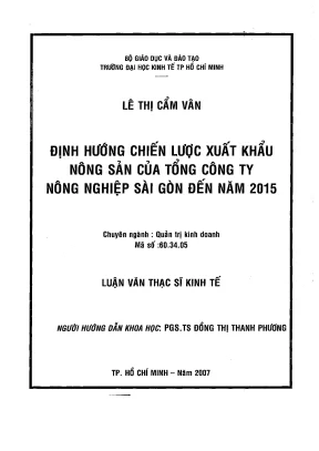 Luận văn định hướng chiến lược xuất khẩu nông sản của tổng công ty nông nghiệp sài gòn đến năm 2015 luận văn thạc sĩ 002