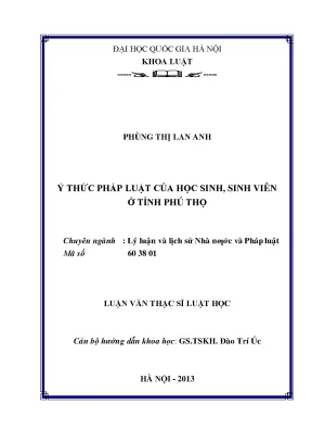 Ý thức pháp luật của học sinh sinh viên ở tỉnh phú thọ
