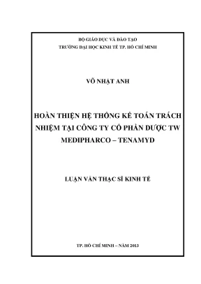 Luận văn hoàn thiện hệ thống kế toán trách nhiệm tại công ty cổ phần dược tw medipharco tenamyd