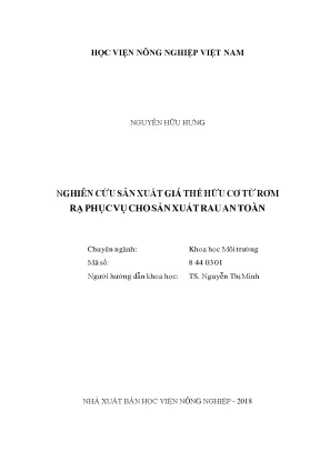 Nghiên cứu sản xuất giá thể hữu cơ từ rơm rạ phục vụ cho sản xuất rau an toàn