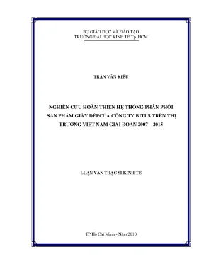 Luận văn nghiên cứu hoàn thiện hệ thống phân phối sản phẩm giày dép của công ty bittis trên thị trường việt nam giai đoạn 2007 2015 luận văn thạc sĩ