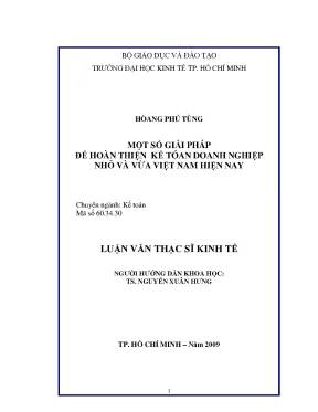 Luận văn một số giải pháp để hoàn thiện kế toán doanh nghiệp nhỏ và vừa việt nam hiện nay luận văn thạc sĩ