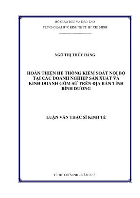 Luận văn hoàn thiện hệ thống kiểm soát nội bộ tại các doanh nghiệp sản xuất và kinh doanh gốm sứ trên địa bàn tỉnh bình dương