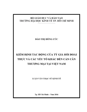 Luận văn kiểm định tác động của tỷ giá hối đoái thực và các yếu tố khác đến cán cân thương mại tại việt nam