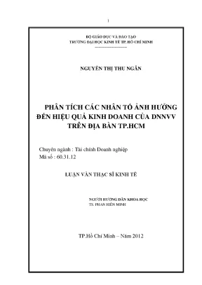 Luận văn phân tích các nhân tố ảnh hưởng đến hiệu quả kinh doanh của doanh nghiệp nhỏ và vừa trên địa bàn tp hồ chí minh luận văn thạc sĩ