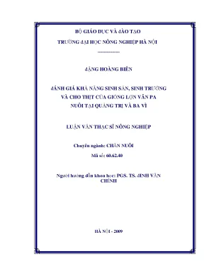 Đánh giá khả năng sinh sản sinh trưởng và cho thịt của giống lợn vân pa nuôi tại quảng trị va ba v