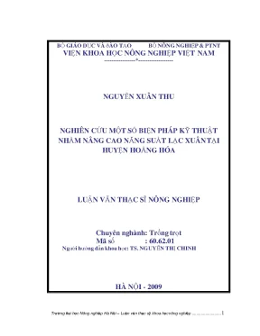 Nghiên cứu một số biện pháp kỹ thuật nhằm nâng cao năng suất lạc xuân tại huyện hoằng hoá thanh hoá