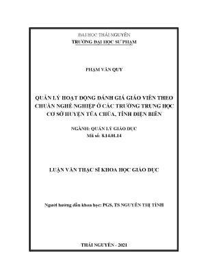 Quản lý hoạt động đánh giá giáo viên theo chuẩn nghề nghiệp ở các trường trung học cơ sở huyện tủa chùa tỉnh điện biên