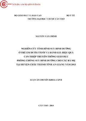 0553 nghiên cứu tình hình suy dinh dưỡng ở trẻ em dưới 5 tuổi và đánh giá hiệu quả can thiệp truyền thông giáo dục phòng chống suy dinh dưỡng cho các bà mẹ