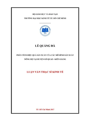 Luận văn phân tích hiệu quả sản xuất của các mô hình sản xuất nông hộ tại huyện gò quao kiên giang