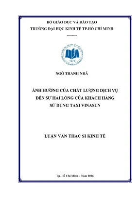 Luận văn ảnh hưởng của chất lượng dịch vụ đến sự hài lòng của khách hàng sử dụng taxi vinasun