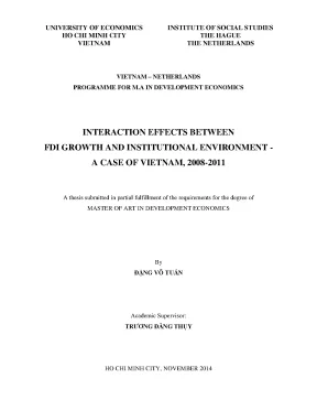 Luận văn interaction effects between fdi growth and institutional environment a case of vietnam 2008 2011