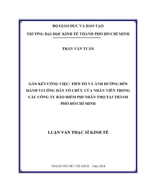 Luận văn gắn kết công việc tiền tố và ảnh hưởng đến hành vi công dân tổ chức của nhân viên trong các công ty bảo hiểm phi nhân thọ tại thành phố hồ chí minh