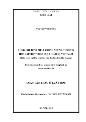 Tổng hợp hình phạt trong những trường hợp đặc biệt theo luật hình sự việt nam trên cơ sở nghiên cứu thực tiễn địa bàn tỉnh hải dương