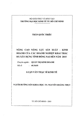 Luận văn nâng cao năng lực sản xuất kinh doanh của các doanh nghiệp khai thác đá xây dựng tỉnh đồng nai đến năm 2015 002